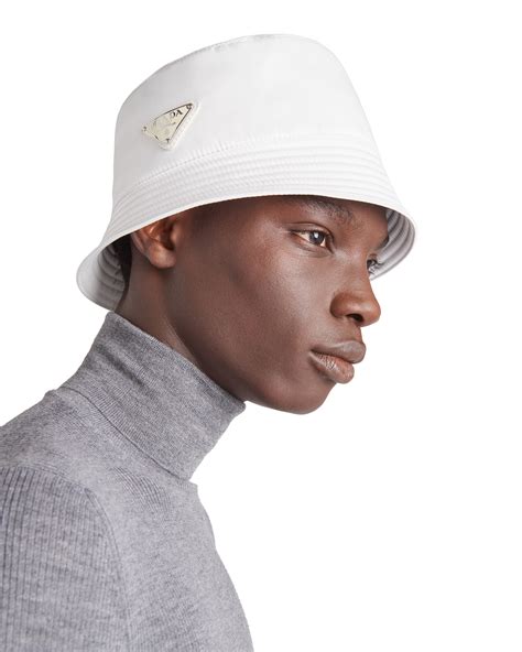 bucket hat prada white|Prada fluffy bucket hat.